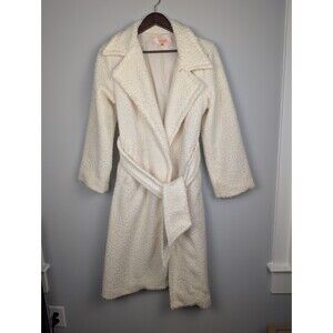 Scandal Italy Rowan Bouclé Teddy Sherpa Coat Cream Ivory Belted Robe One Size